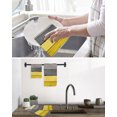 thumbnail image 5 of Yellow Grey Kitchen Dish Towels for Drying Dishes Set of 2, Vintage Stripe Farmhouse Wood Grain Ombre Waffle Weave Microfiber Hand Tea Bathroom Towels Quick Dry & Absorbent Towel 12x12, 5 of 7