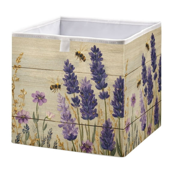 Foldable Fabric Storage Bin Home Cubes Clothing Organizer Bins Large Collapsible Box Basket for Home Organizer Lavender Sea