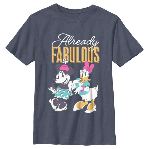 Boy's Mickey & Friends Daisy and Minnie Already Fabulous Graphic Tee Navy Blue Heather Small
