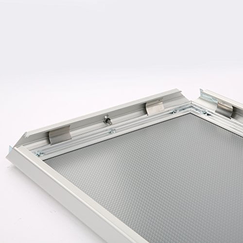 M&T Displays Lockable Snap Poster Frame 18x24 Inch Silver 1.25" Aluminum Profile Front Loading Wall Mounting Picture Photo Document Certificate Sign Holder Mitered Corner Anti Glar