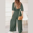 thumbnail image 6 of Babysbule Womens Overall Wide Leg Pants Women's Summer Casual Solid Pleated Wide Leg Pants With V-neck And Waist Up Jumpsuit, 6 of 6