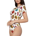 thumbnail image 2 of Haiem Hot Dog Pizza Women's Crew Neck Short Sleeve Bodysuit Tops Stretchy Slim Basic-Large, 2 of 9