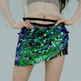 thumbnail image 2 of Wxolcjlv Women's Iridescent Sequin Wrap Mini Skirt Tie Waist Performance Club Short Skirts, 2 of 5