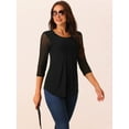 thumbnail image 3 of DARING DIVA Pleated Double Layers Mesh Blouse S Black, 3 of 5