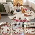 thumbnail image 6 of Pink Roses Birds Vintage 3ft Area Rug, Spring Floral Butterflies Washable Non-Slip Small Round Rugs for Entryway Bedroom Kitchen, Soft Circle Carpet for Dining Room, Playroom Nursery Rug, 6 of 9