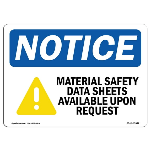 OSHA Notice Sign - OSHA MSDS Right to Know Sign | Plastic Sign | Protect Your Business, Construction Site, Warehouse & Shop Area | Made in the USA