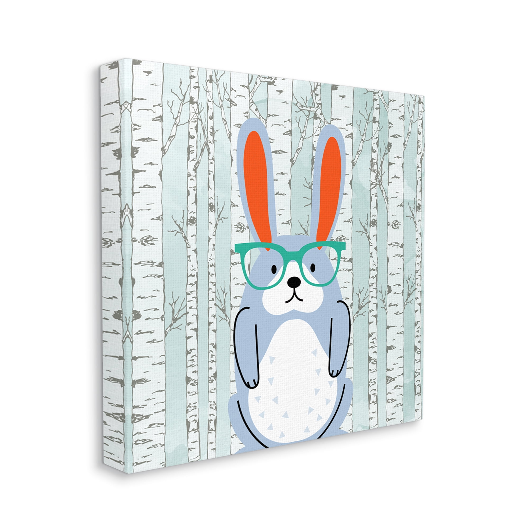 Stupell Industries Rabbit & Birch Trees Animals & Insects Painting Gallery Wrapped Canvas Art Print Wall Art, 17 x 17
