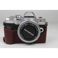 thumbnail image 2 of E-M10 Mark IV Case, BolinUS Handmade Genuine Real Leather Half Camera Case Bag Cover for Olympus OM-D E-M10 Mark IV Bottom Opening Version + Hand Strap (Coffee), 2 of 3