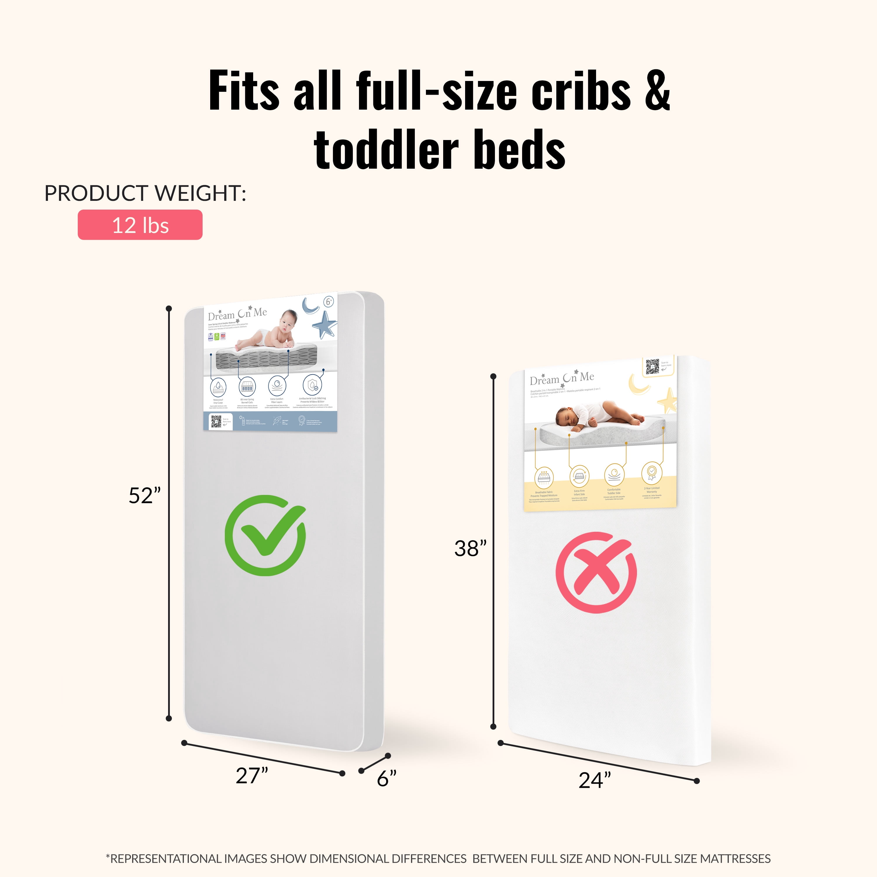 Dream On Me Superior Slumber 6” 112-Coil Inner Spring Crib & Toddler Mattress | Waterproof Vinyl Cover | Greenguard Gold Certified | 10-Year Manufacturer Warranty | Grey