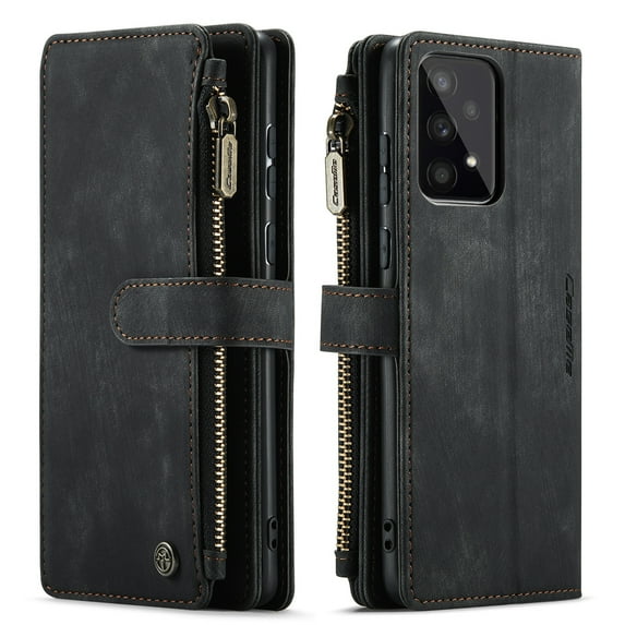Jiahe Cover Design for Samsung Galaxy A53 5G Wallet Case with PU Leather Card Holder Slots Kickstand Magnetic Flip Folio Cases Zipper Pocket Shockproof Protective Cover for Samsung Galaxy A53 5G,Black