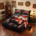 thumbnail image 2 of Manfei USA Flag Bed Sheets, Forest Deer Family Silhouette Full Size Sheets, Red Black, Black Reversible 4pcs (1 Flat Sheet, 1 Fitted Sheet and 2 Pillowcases), 2 of 6