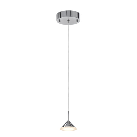 Aspen Creative 61110-11 Adjustable LED One-Light Hanging Mini Pendant Ceiling Light, Contemporary Design in Chrome Finish, Glass Shade, 4.375" Wide