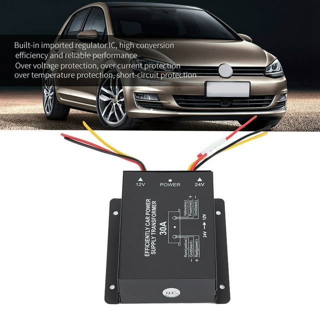 Inversor Convertidor de Corriente de 24 V A 12 V, Reductor de Voltaje para Automóvil, estable y Duradero, Conn. Compatible
