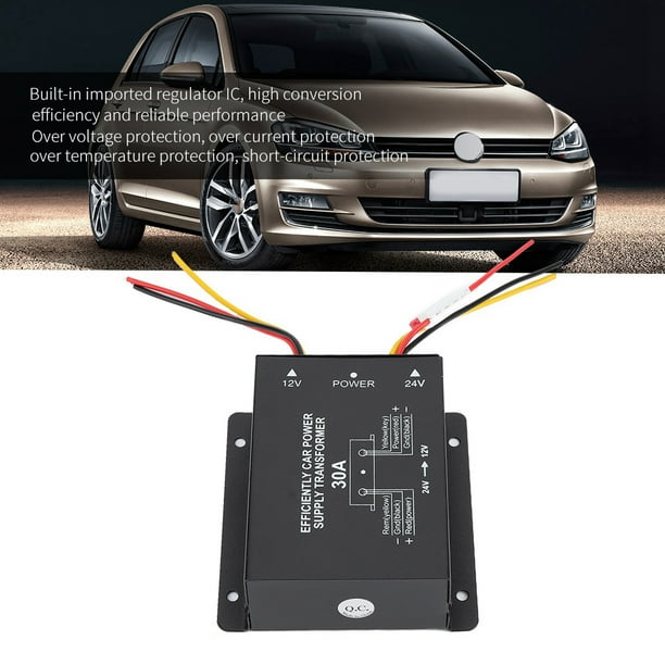 Inversor Convertidor de Corriente de 24 V A 12 V, Reductor de Voltaje para Automóvil, estable y Duradero, Conn. Compatible