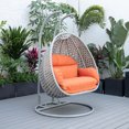 thumbnail image 5 of HomeStock Mountain Lodge Light Grey Wicker Hanging 2 person Egg Swing Chair, 5 of 5