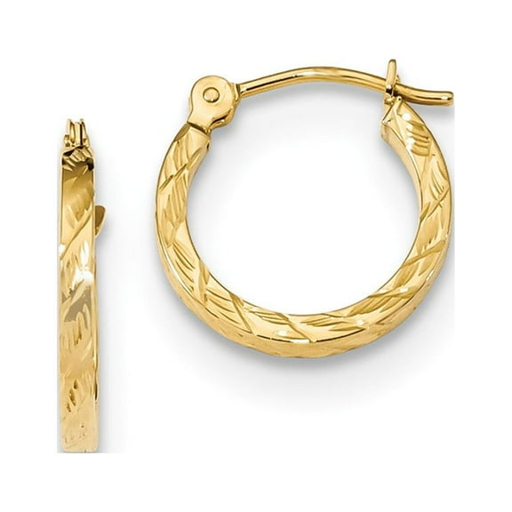 Primal Gold 14 Karat Yellow Gold Diamond-cut 1.5mm Square Tube Hoop Earrings