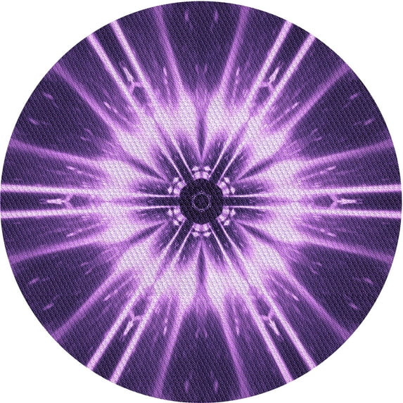 Ahgly Company Machine Washable Indoor Round Transitional Purple Area Rugs, 5' Round