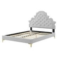 thumbnail image 3 of Tufted Platform Bed Frame, Queen Size, Velvet, Light Grey Gray, Modern Contemporary Urban Design, Bedroom Master Guest Suite, 3 of 10