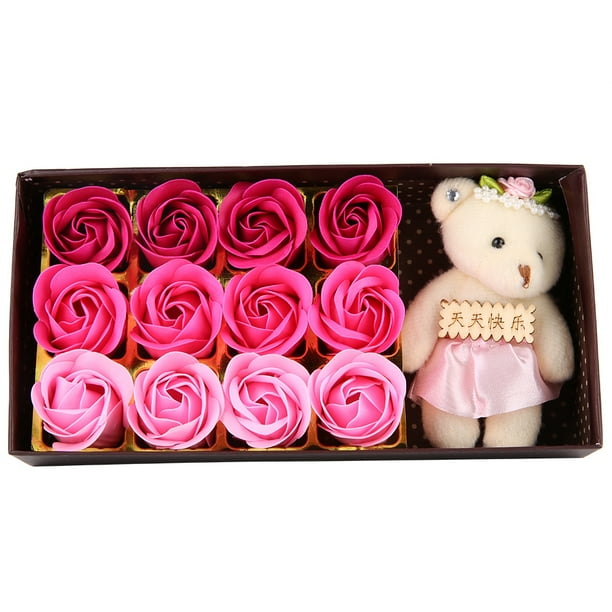 Oso de peluche con forma de rosa, 12 rosas, jabón, regalo romántico para el día de San Valentín, rendimiento confiable