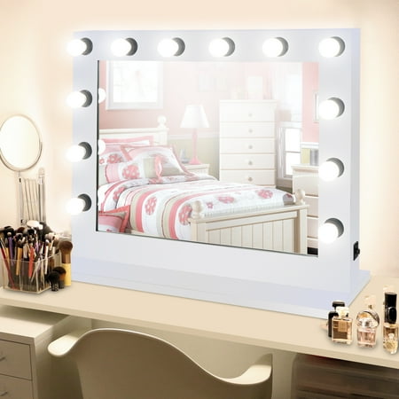 Zeny Hollywood Vanity Mirror With Light Tabletop Or Wall Mounted Makeup Dressing Lighted Glamour W Dimmer 12 Led Bulbs Included