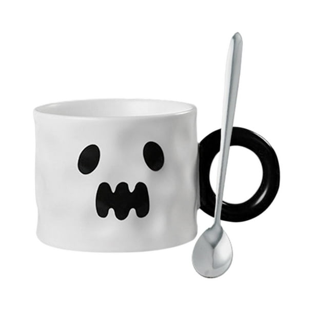 Taza de dibujos animados de Halloween, taza de café de cerámica, tazas navideñas de otoño, taza de Halloween blanco