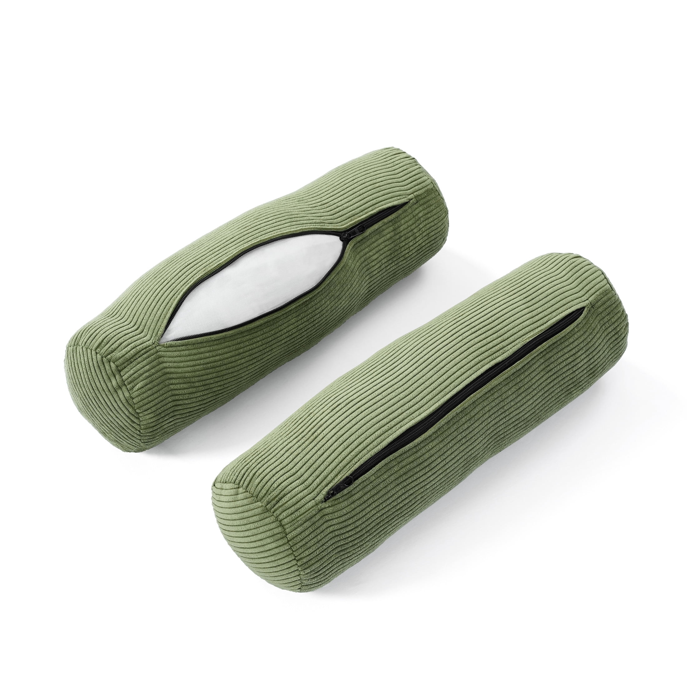 Christopher Knight Home Corduroy Storage Ottoman Bench with Wooden Legs and Pillows, Olive Green