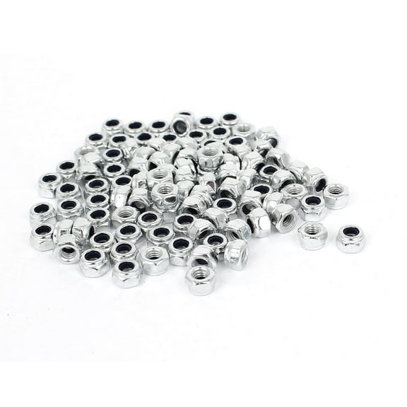 M3 x 0.5mm Zinc Plated Nylock Self-Locking Nylon Insert Hex Lock Nuts 100pcs