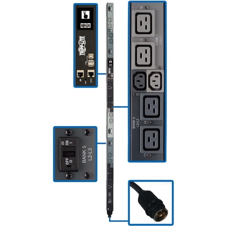 Tripp Lite PDU 3-Phase Monitored 6 C13 12 C19 208V 50A 14.4kW 0URM TAA