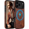 thumbnail image 1 of wonima44 for iPhone 17 Pro Leather Case Compatible with MagSafe, Slim Luxury PU Non-Slip Grip Rugged Bumper Shockproof Protective Cover Phone Case for iPhone 17 Pro 6.3" 2025 - Brown, 1 of 1