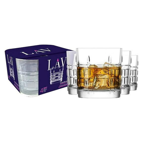 Old Fashioned Whiskey Glasses Set of 4 - 11oz Crystal Bourbon Glasses - Short Drinking Glasses for Cocktails, Bistro, Rock Glass, Barware - Dishwasher Safe