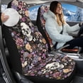 thumbnail image 2 of KUIFORTI Skull Flowers Front Car Seats Cover 6 Pack with Auto Center Console Armrest Pad Steering Wheel Cover Auto Seat Belt Cover Full Protection Fit for Cars SUV Sedans, 2 of 6