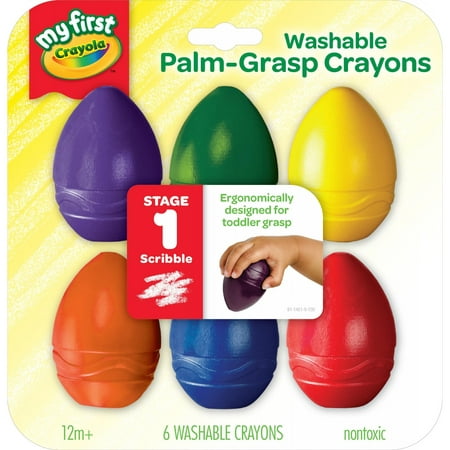 Crayola My First Washable Palm-Grasp Crayons For Toddlers, 6