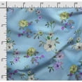 thumbnail image 2 of Soimoi Floral Printed, Japan Crepe SatinFabric, by The Yard 54 Inch Wide, Decorative Sewing Fabric for Dresses Kimonos Gowns, Blue, 2 of 5