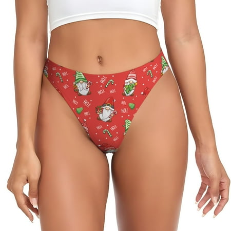 Adobk merry Christmas gnome Print Seamless Women Underwear Thongs No Show Ladies Thong No Line Breathable Comfortable Panties Undies for Women-Small