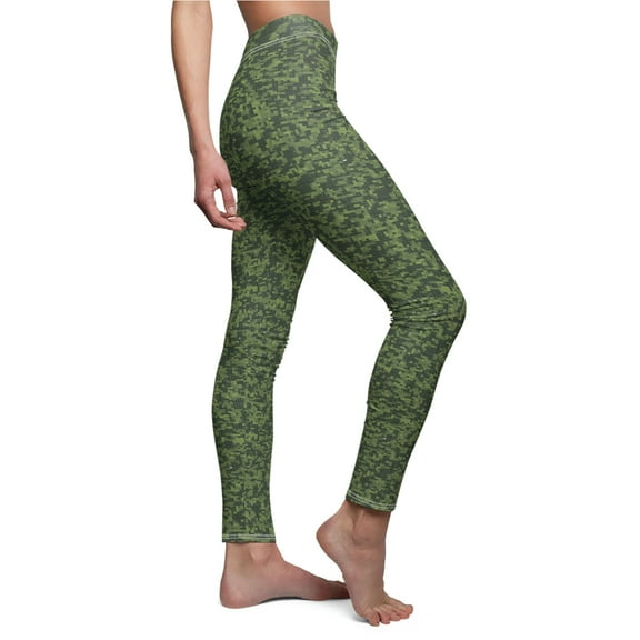Dark Green/Olive Camo Women's Casual Leggings - Camo Color Code 0084