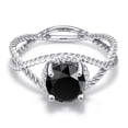thumbnail image 3 of Gem Stone King 925 Sterling Silver Black Onyx Rope Designed Ring for Women (1.28 Cttw, Round 7MM, Gemstone Birthstone, Available in Size 5, 6, 7, 8, 9), 3 of 6