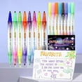 thumbnail image 2 of 16 Colors Glitter Outline Marker Pens Dual-Tip Silver Gold Metallic Outline Pens Quick Dry Outline Markers for Students Scrapbooks, 2 of 5