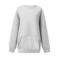 thumbnail image 4 of Duoif Womens Sweatshirt, Oversized Solid Color Sweatshirt with Pocket - Women's Loose Pullover Sweatshirt for Women Grey XXXL, 4 of 5