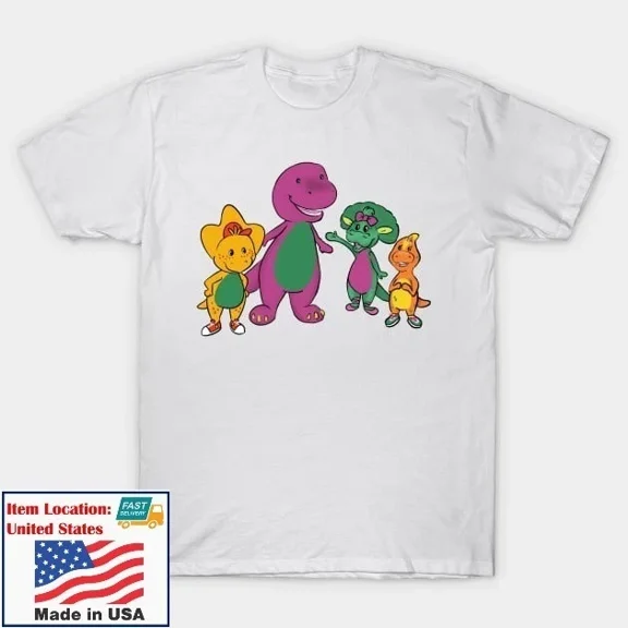 Reprint Rare Funny Barney and Friends Graphic T-shirt Unisex Adult Size S to 4XL