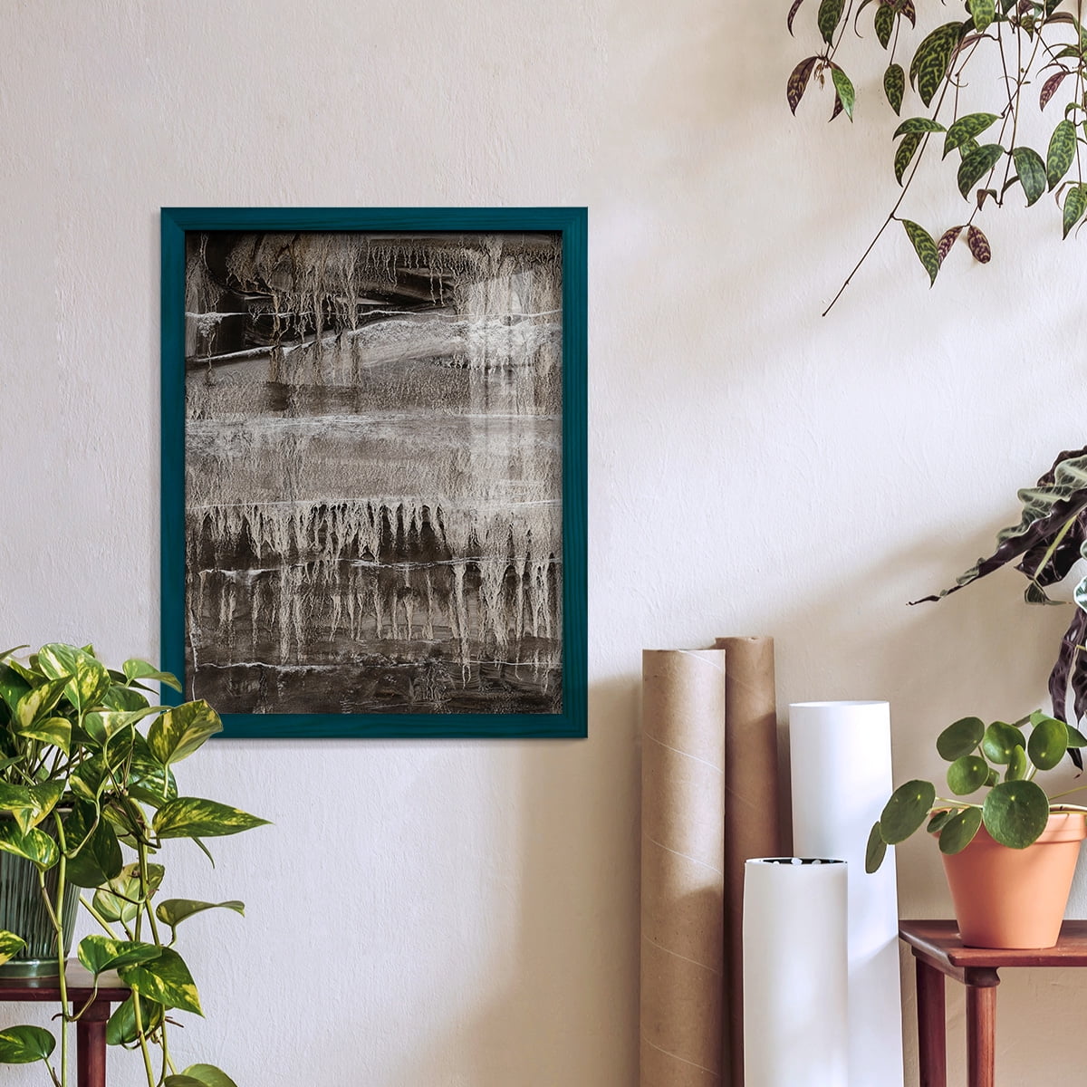 Continuum IV -Framed Print w/glass-Ocean Blue