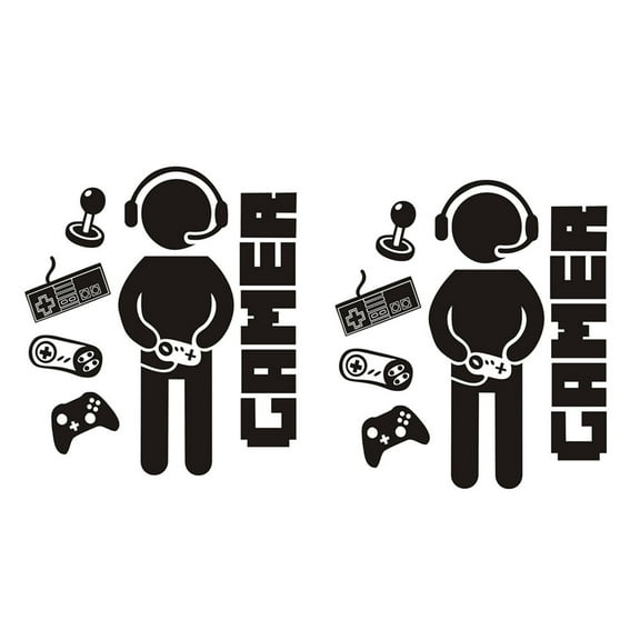 2X Gamer Decals for Boys Room Game Wall Sticker Kids Bedroom Playroom Decor