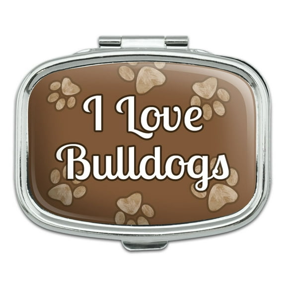 I Love Heart Dogs - Bulldogs - Rectangle Pill Box