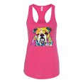 thumbnail image 2 of Wild Bobby, Dean Russo Neon Colorful Pug Dog The Bulldog Dog Lover Women Racerback Tank Top, Raspberry, X-Large, 2 of 5