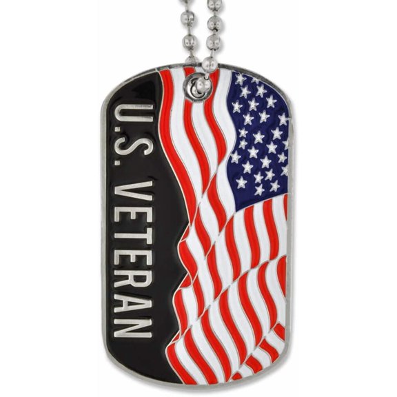 Pinmart Military Veteran American Flag Engravable Personalized Custom Dog Tag