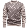 thumbnail image 2 of USNSM Stylish Cozy Sweaters for Men Stretch Casual Crewneck Knitted Pullovers Fall Winter Warm Long Sleeve Sweater Tops Beige L, 2 of 9