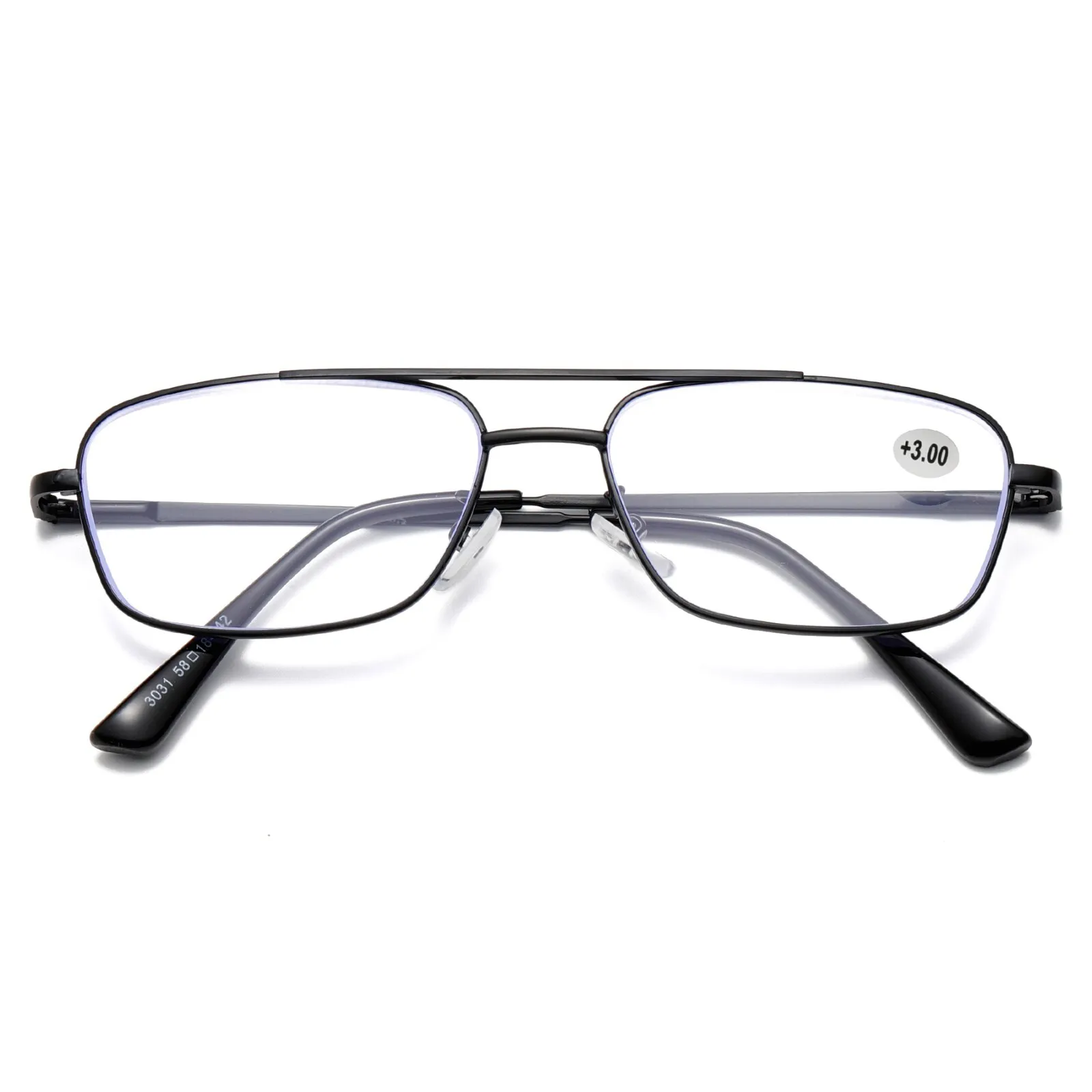 8 PK Mens Retro Aviator Reading Glasses Metal Frame Blue Light Blocking Readers