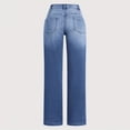 thumbnail image 6 of LIIPEE Women Pants Casual Straight Wide Leg Ankle Solid Color Length Denim Pants With Pockets Ladies Fashion Loose Fit Jeans Comfortable Breathable Soft Daily Trousers,Blue,L, 6 of 9