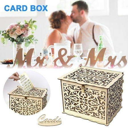 Wedding Party Decorations Supplies DIY Wood Card Box Wedding Money Box Wedding Card Box with (Best Box Mod For The Money)