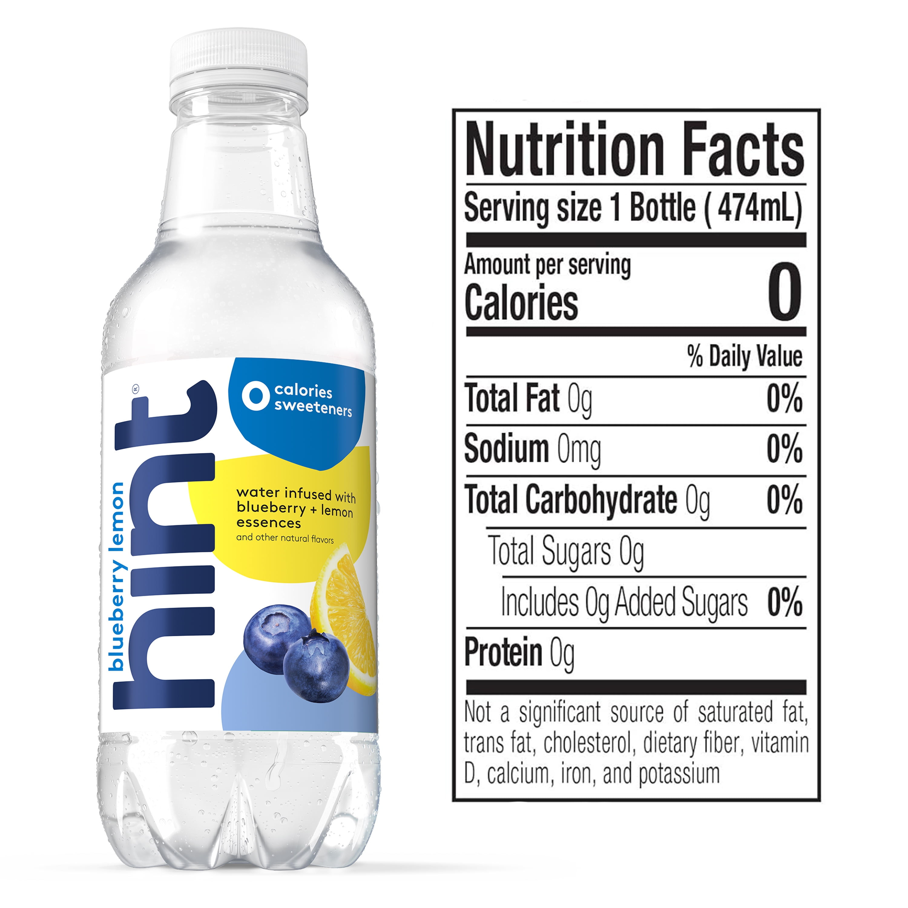 Hint Blue and White 6-Flavor Variety Pack Flavored Water, 16 fl oz, 24 Pack Plastic Bottles