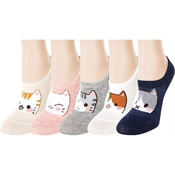 Women Girls Funny Cute Animal Colorful Cartoon Art No Show Low Cut Socks  Crazy Non Slip Liner Ankle Socks 5 Pairs YH 